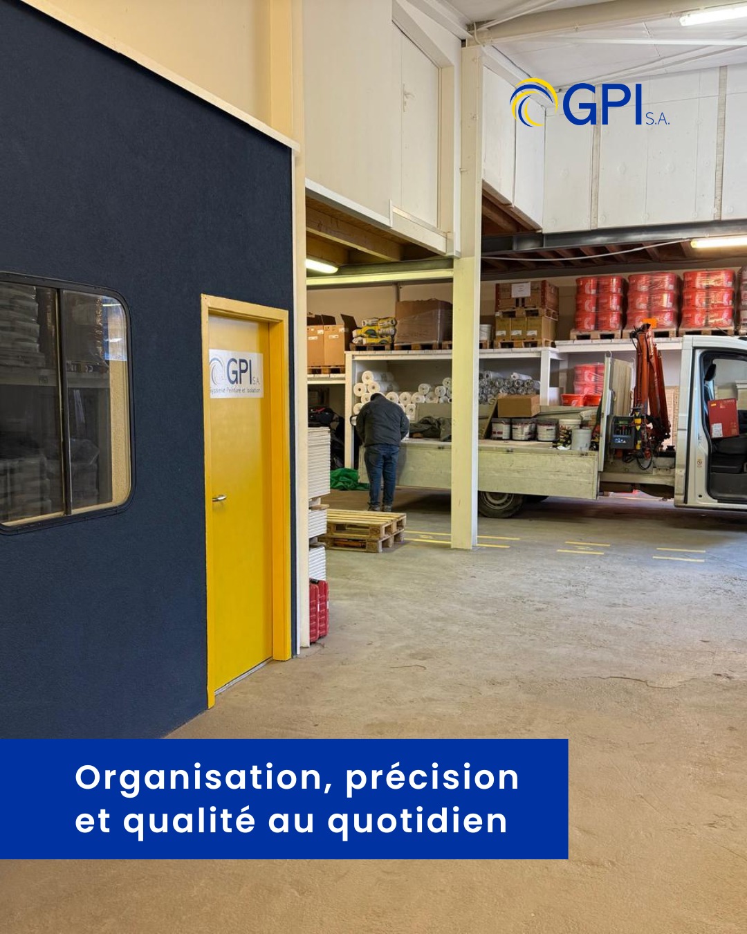 L’atelier GPI, ses stocks de matériaux et son véhicule d’intervention